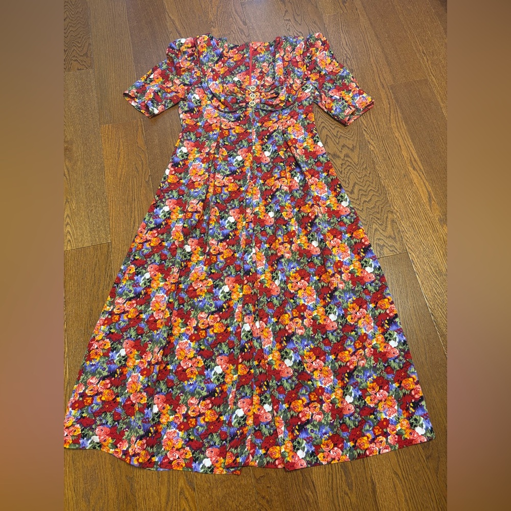 Vintage Handmade 80s Romantic Floral Dress